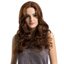 Elegant Women Girls Costume Long Fluffy Wavy Curly Synthetic Hair Wigs + Cap for Cosplay Party Daily Use Brown