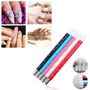 Beauty 5Pcs Nail Art Silicone Head Brushes Clay Sculpture Drawing Painting Pen Set with Rhinestone Handle