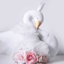 Elegant Swan With Princess Skirt Design Kids Baby Plush Throw Pillow Bolster Toy Photography Props-White