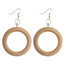 Novelty Design Wooden Drop Dangle Hook Earrings DIY Findings Wood 50mm