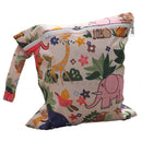 Baby Infants Wet Diaper Nappy Storage Waterproof Zippered Reusable Tote Style Bag Animal Flower Print Handbag Beige