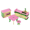 Lot 4 Pieces Wooden Doll House Miniature Furniture Kids Pretend Play Toys