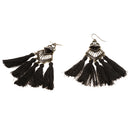 Vintage Black Chandelier Tassel Fringe Ear Stud Dangle Earring Women Statement Jewelry
