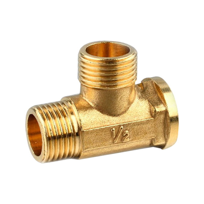 1/2" // 3 Way Brass Male Male Female Tee Fitting Pipe Connector T-Junction - Thickened Wall - High and Low Temperature Resistant
