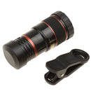 Telescope Camera Lens HD 8X Optical Telescope Camera Lens for Mobile Phone with Universal Clip Suitable for iPhone Samsung Asus Sony iPad Red