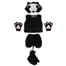 Kids Animal Costume Set Panda Hat Top Shorts Gloves Shoes Party Halloween