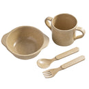Eco-Friendly Rice Husk Fiber 4PCS Baby Tableware Cutlery Baby Feeding Set