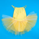 Kids Girls Fashionable Fairy Dress Ballet Ballerina Gymnastic Dancewear Costume Straps Tutu Dancing Leotard 5-6Years - Yellow