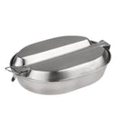 Stainless Steel Lunch Box Food Container Folding Long Handle Camping Picnic Frying Pan with Metal D-ring Lock