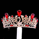 Baroque Ruby Gold Crown Tiara Wedding Hair Accessories Girls Pageant Headdress