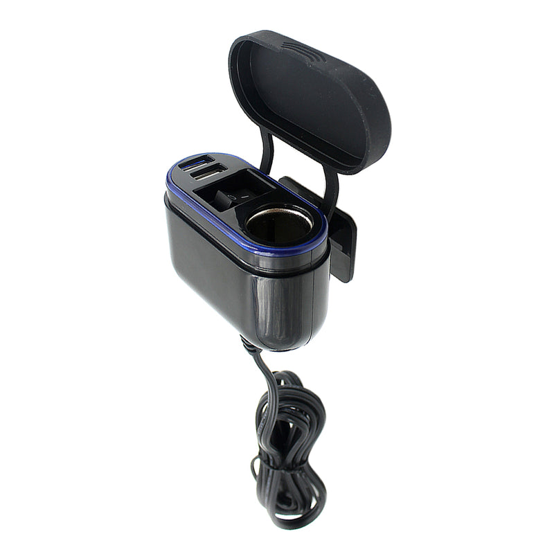 1 Set 12V Motorcycle Car Cigarette Lighter with Power Plug Socket Charger Twin USB Charging