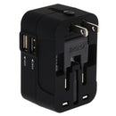 HHT202 Universal World Wide Travel Power Adapter Plug All-In-One Adaptor Fits Wall AC Adaptor Outlets in US, EU, AU, UK and More Black