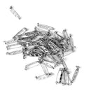 50pcs 25mm Brooch Backs Safety Pins Silver Bar Back Catch Findings 3 Holes
