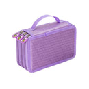 Women Girls Beauty Cosmetic Tools Storage Makeup Brush Holder 3 Layers Capacity Kids Pencil Pen Case Travel Bag Gift Purple