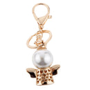 Rhinestone Crystal Key Ring Queen Crown Angel Pendant Car Key Holder Gold