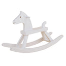 12inch Fashion Dolls Accessory - 1/6 Scale Cute Solid Wood Crafts Rocking Horse White Mini Cockhorse for Fairy Garden Decor
