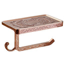 Home Bathroom Balcony Tool Toilet Paper Dispenser Roll Toilet Paper Tissue Holder With Shelf Rose Gold