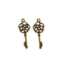 50Pcs Hollow Filigree 3D Rose Flower Key Charms Pendan Jewelry DIY Making