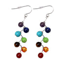 Handmade Natural 7Colors Yoga Gemstone Crystal Beads Dangle Charm Earrings