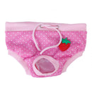 Cute Cotton Pink With White Dots Pattern Strawberry Decoration Female Dog Sanitary Pant Brief XL