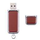 USB 2.0 Secure Single USB Flash Drive Fast Storage Data Memory PU Casing Shockproof Mini Portable U Disk Color Brown 32GB