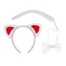 3pcs Set Christmas Girls Children Red Ears Cat Costume Set Birthday Party Headband Bowtie Tail Kit Gift
