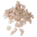 Pack of 50 Assorted Natural Wooden Shape Hands Feet Comb Embellishments for Crafts with Holes