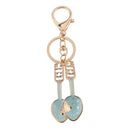 Fashion Rhinestone Crystal Blue Spoons Charm Purse Bag Key Ring Keychain Keyfob