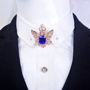 1pc Vintage Crown Eagle Pattern Collar Brooch Pin for Men Gold and Blue