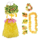 8PCS/SET Women Girls Ladies Fashionable Hula Grass Skirt Top Wrist Ankle Flower Hawaiian Costume Summer Beach Party Supplies Clothing Accessory 80CM Yellow
