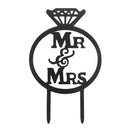Unique Diamond Ring Mr Mrs Silhouette Cake Topper Wedding Anniversary Party Black Acrylic Cake Decoration