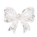 White Pearls Brooch Bow Crystal Fashion Jewelry Pin for Women Dress Wedding