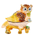 Enameled Crystal Owl Ring Jewelry Holder Storage Box Home Decor Gifts Box