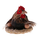 Animated Chicken Hen Hatching Eggs on Nest Animal Figurine Model Home Farm Decoration Kids Play Toys Gifts S