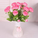 Artificial Rose Silk Rose Wedding Party Decor Bouquet For Home Office Dark Pink