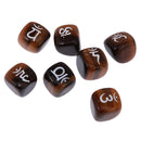 7pcs Engraved Tiger's Eye Reiki Chakra Healing Crystal Cubes Stone Gemstone