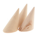 3pcs Unpainted Plain Cone Wooden Ring Jewelry Display Stand Organizer Holder