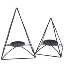 Pieces of 2 Geometric Metal Triangle Candle Holder Candlestick Tabletop Decor