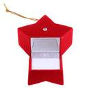 Lovely Red Star Shape Velvet Earrings Ring Gift Box Storage Jewelry Case