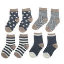 Baby Boy Girl Combed Cotton Charming Attractive Stripe Socks Grey XS PACK OF 8PCS