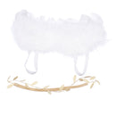 Set Of 2 PCS Lovely Baby Girls Artificial Feather Headband With Hair Wing Photo Props White + Gold