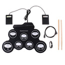 G102 Portable Foldable Silicone Electronic Drum Pad Kit Digital USB Roll-up with Drumstick Foot Pedal Audio Cable