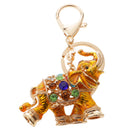 Lovely Crystal Elephant Key Ring Key Chain Hand Bag Purse Car Key Fob Party Gift Golden Yellow