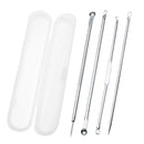 4Pcs Facial Pimple Acne Spot Pimple Remover Blackhead Whitehead Extractor Needles Tool Case Anti-Allergic Stainless Steel