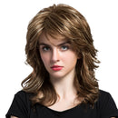 Women Lady Blond & Brown Long Wavy Curly Full Head Real Human Hair Wigs