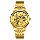 Men's Gold Stainless Steel Automatic Mechanical Wristwatch Men Luminous Watch