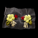 Pack of 2 Ribbons Embroidery Flower Sewing Applique Embellishments for Dress Decor Green