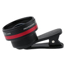 Universal 2 in1 Clip-on Optical Glass No Distortion HD 2X Wide-angle Lens for Mobile Phone Red+Black
