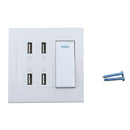 Wall 4-Port USB Socket Charger AC Power Receptacle Outlet Plate Panel
