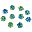 10 pieces D20 Polyhedral Game Dice for RPG Dungeons and Dragons Party Games Green Purple Popular